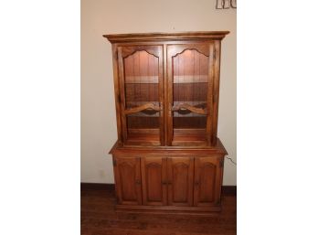 Ethan Allen Glass Lighted Hutch On Media Cabinet Base