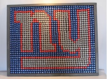 NY Giants Beer Bottle Cap Art Wall Hanging