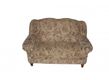 Tapestry Love Seat Small Sofa Brown/Burgundy