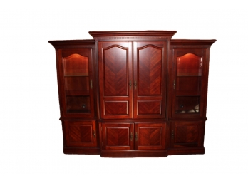 6 Piece Cherry Wall Cabinet With  Doors And Lighted Shelves