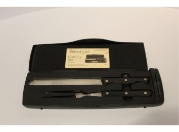 Pampered Chef Carving Set With Case And Built In Sharpener