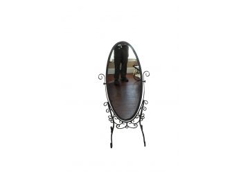 Black Metal Oval Cheval Mirror