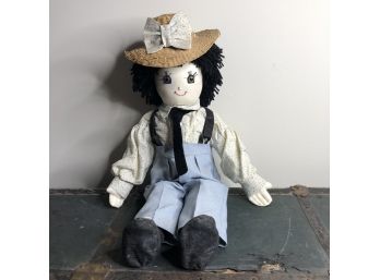 Cloth Doll With Straw Hat 23'