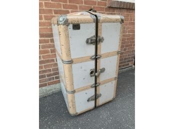 Antique Steamer Trunk Wardrobe With Original Luggage Labels