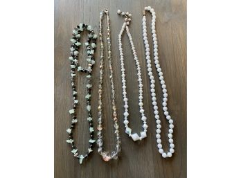 Lot Of 4 Vintage Stone And Glass Beaded Necklaces