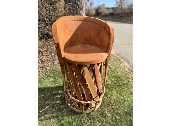 Leather And Cedar Equipale Chair Stool