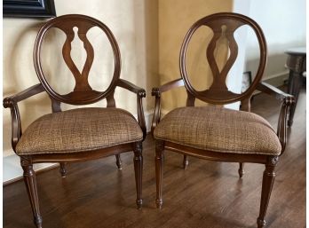 Ethan Allen Tweed Dining Arm Chairs Set Of 2