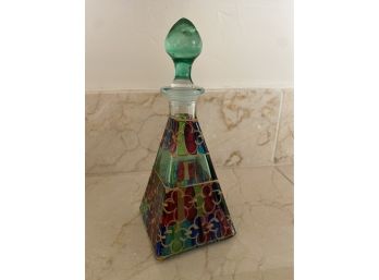 Italian Glass Painted Perfume Bottle