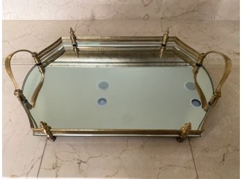 Glass And Brass Service Tray