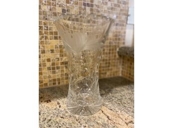 Frosted Cut Glass Vase