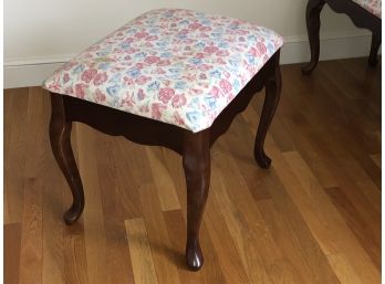 Queen Anne Mahogany Stool With Floral Seat Cover