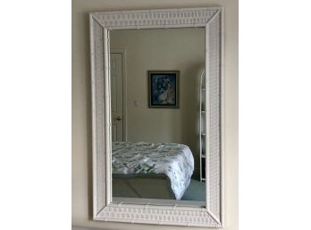 White Mirror With Synthetic Wicker Resin Frame