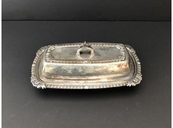 Silver Plated Butter Dish With Glass Insert