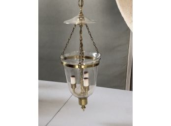 Brass And Glass Bucket Style Hanging Light