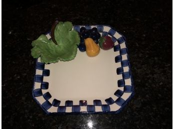 Square Platter With Colorful Fruit Design