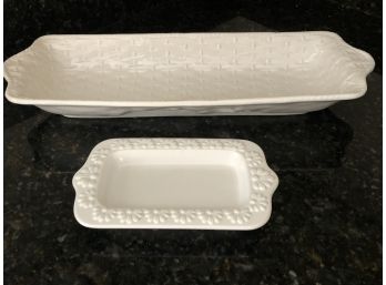 Two White Porcelain Platters - One Small And One Large