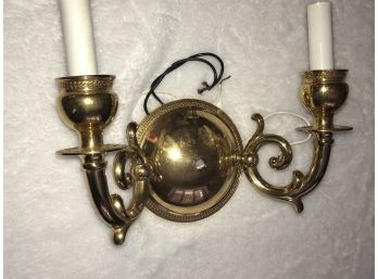 Pair (2) Round Brass Plated Sconces