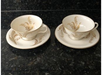 Two Teacups With Gold Accents