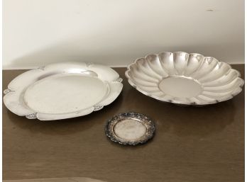 3 Round Silver Plated Platters