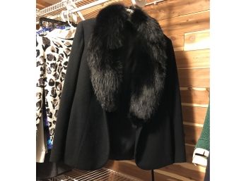 Black Regency Cashmere Coat With Fur Collar