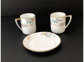 Two Hand Painted Nippon Cups And One Saucer