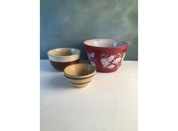 Oxford Mix Stoneware 3 Piece Bowl Lot