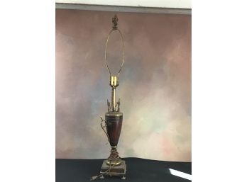 Vintage Brass Wood Lamp