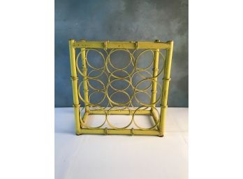 Mid Century Yellow Iron Wine Rack