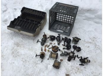 Reel And Tackle Box Lot