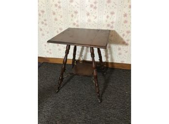 Antique Side Table With Iron Accent