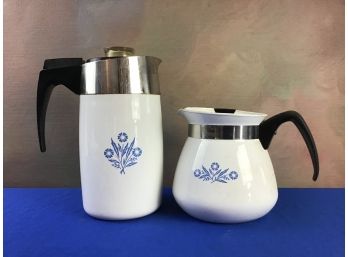 Corningware Blue Flower Electric Coffee Pot And Tea Pot