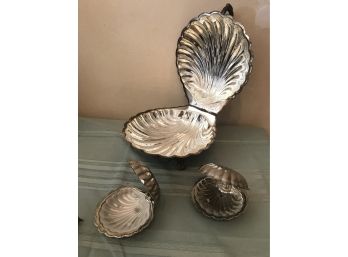 Three Silver Plated Shell Dishes