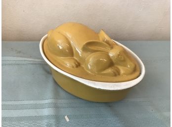 Cast And Ceramic Rabbit Pot