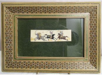 Persian Isfahan Framed Camel Bone Painting