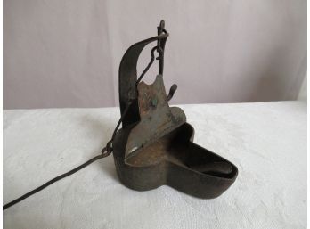 Antique Wrought Iron Betty Lamp