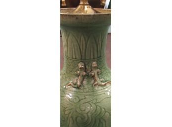 Green Ceramic Lamp - Lizards