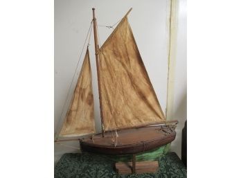 Wood Sailboat With Green Hull