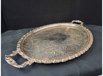 Vintage IFS Israel Freeman & Son LTD Large Ornate Silver Plate Handled Tray