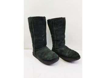 Women's UGG Australia 5815 Classic Tall Black Shearling Lined Boots  - Size 9