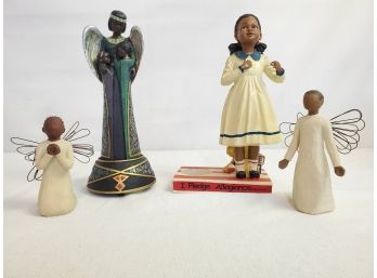 Beautiful Grouping Of African American Figurines, Enesco Music Box & Willow Tree Angels & More