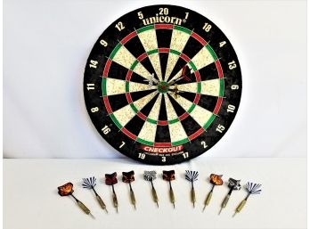 Unicorn Checkout Bristle Dartboard & Steel Tip Darts And Assorted Dart Flights