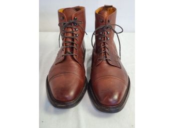 Vintage Pair Of Henry Maxwell Brown Leather Men's Lace Up Dress Boots -Made In England