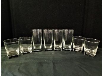 Set Of 8 Square Shaped Highball & Rocks Glasses