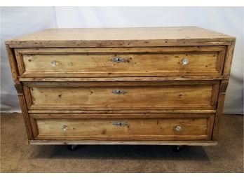 Antique English Pine Reclaimed Wood Linen Chest