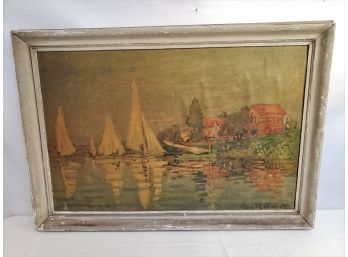 Antique Framed Print America Regatta At Argenteuil By Claude Monet