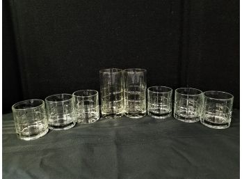 Set Of 8 Vintage Anchor Hocking Tartan  Rocks & High Ball/Ice Tea Glasses