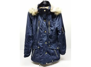 Women's YMI Collection Navy Blue Polyester Hooded Jacket - Size Large