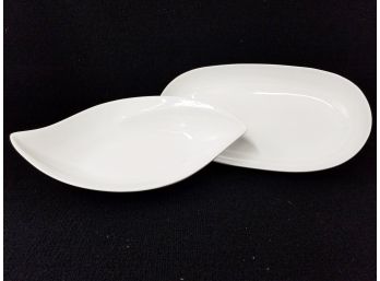 2 Large Modern Design Porcelain Serving Platters