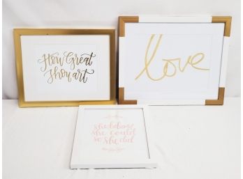 Three Framed Gold Accented Sentiment Wall Prints