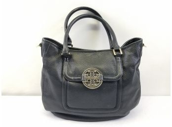 Tory Burch Amanda Tote Black Pebbled Leather Hobo Shoulder Bag